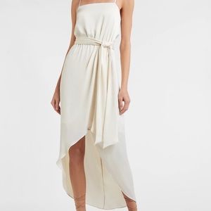Express Satin Belted Hi-Lo Maxi Dress